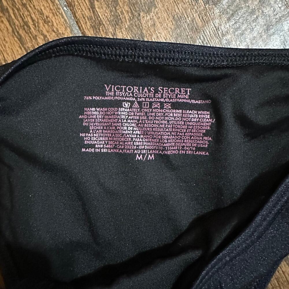 Victoria's Secret The Itsy Bikini Bottom Black Double Strap Ruched Medium - Picture 4 of 4